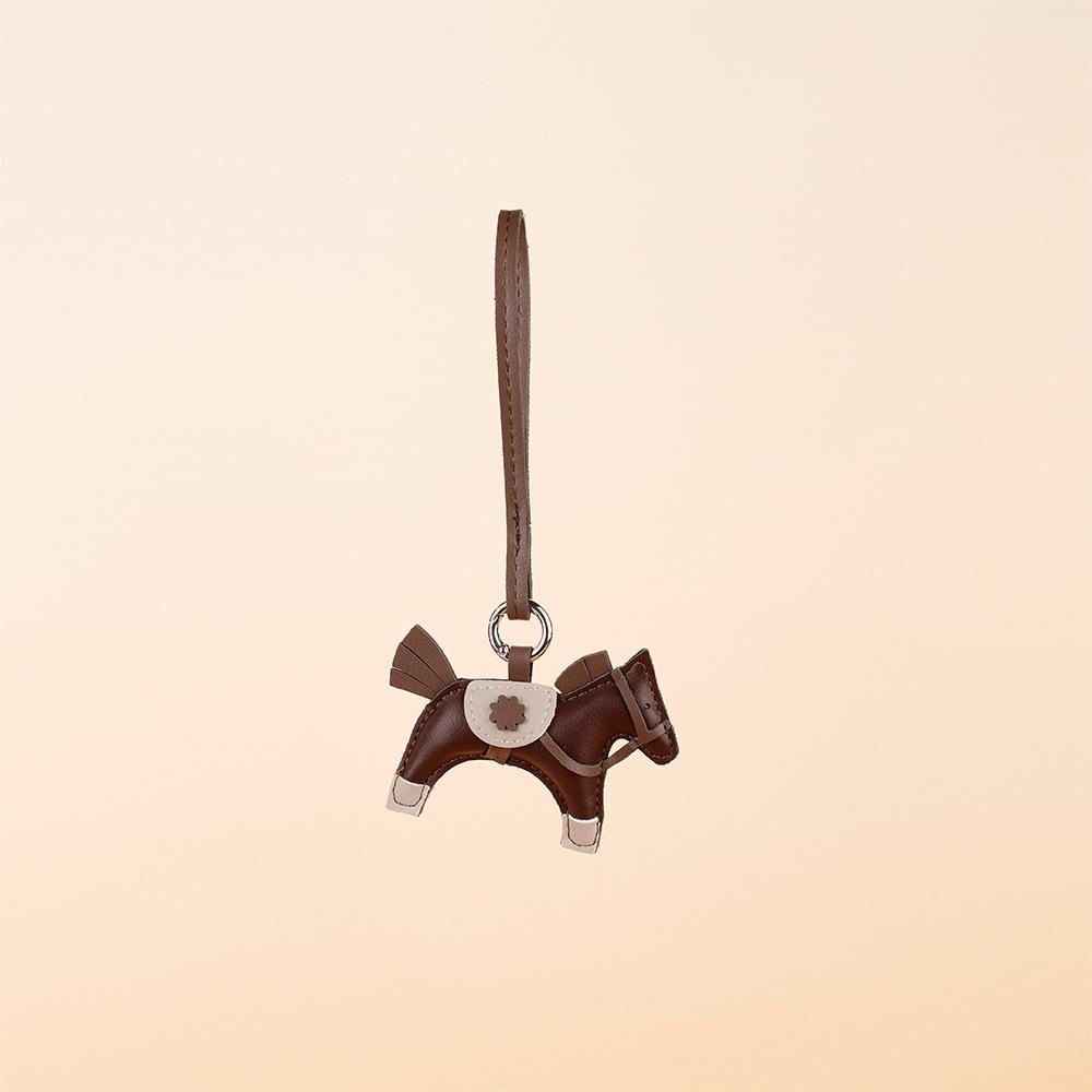 

European and American leather h small Pegasus bag pendant creative cute beads fringed pony pendant keychain Year of the Horse gift