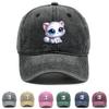 Cute Cat Printed Snapback Solid Color Adjustable Strap Baseball Cap for Women Unisex Outdoor Casual Trucker Hat Sun Protective