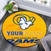 Custom Name,Los Angeles Rams Pattern Round rug,Carpet Rug for Living Room Bedroom Playroom ,Non-slip Floor Mat,Holiday Gifts and Birthday Gifts.