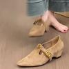 Vintage Suede Slip Slip Single Shoes Fashion Pointed Toe Shallow Mouth Soft Sole Non-Slip Low Top Shoes