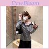 Spring 2025 Korean Style Striped T Shirt With Embroidered Details For Casual Wear