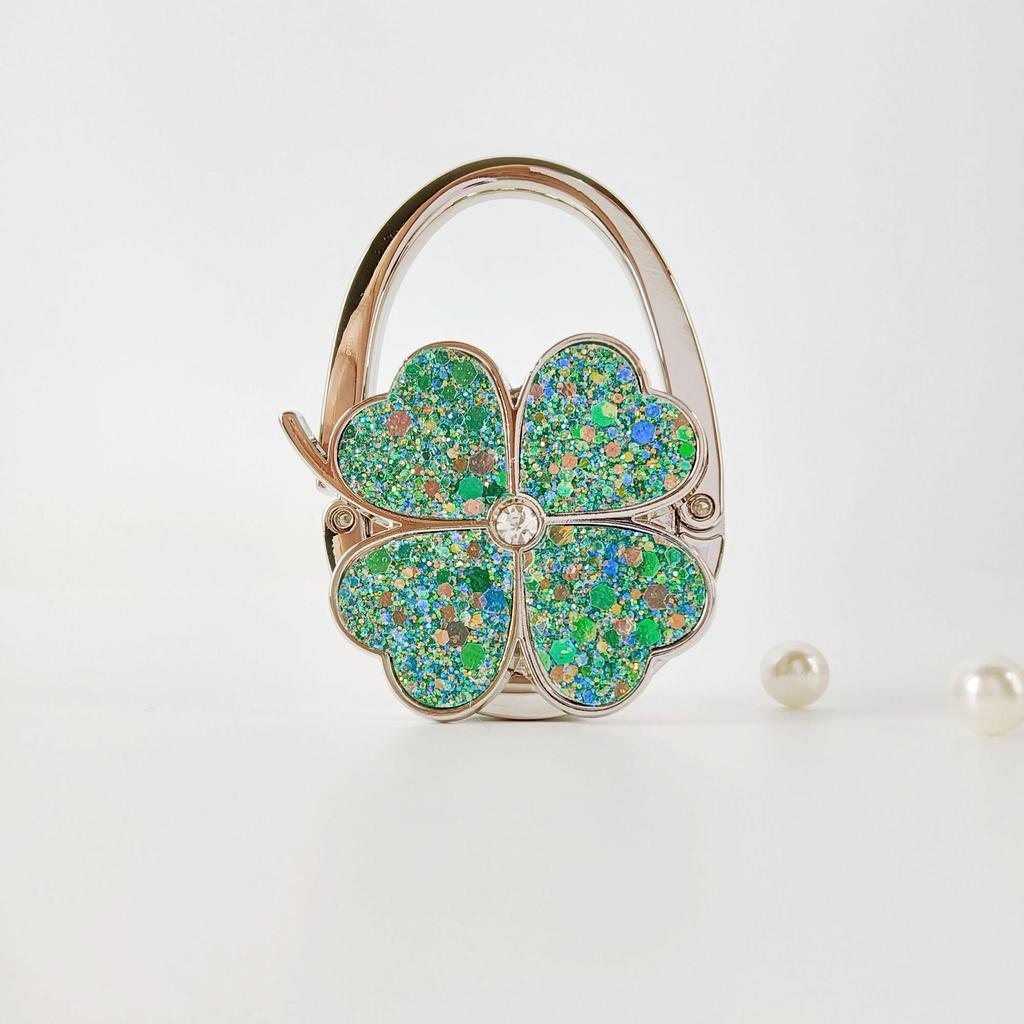 Four-Leaf Clover Floral Handbag Hook - Decorative Storage Accessory