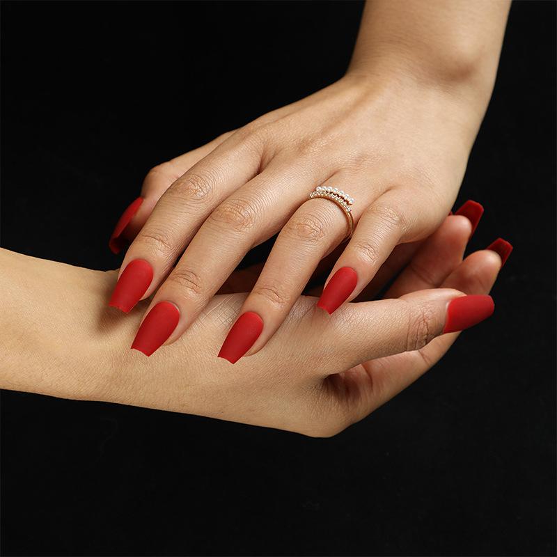 

Wear nail piece Solid color short ballet nail matte fake nail piece Nail art Wear nail