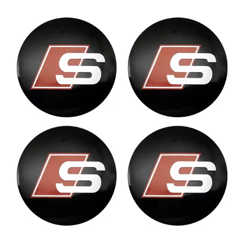 4Pcs 56mm 60mm Car Wheel Center Hub Cap Covers Sticker For R1 A3 A4 A5 A6 C5 B5 B6 B7 A7 A8 Q7 Q5 Q3 RS TT Sline Quattro Badgev1