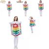 Vibrant Cream Layered Cake Cosplay Costume Unisex Rainbow Themed Outfit For Parties