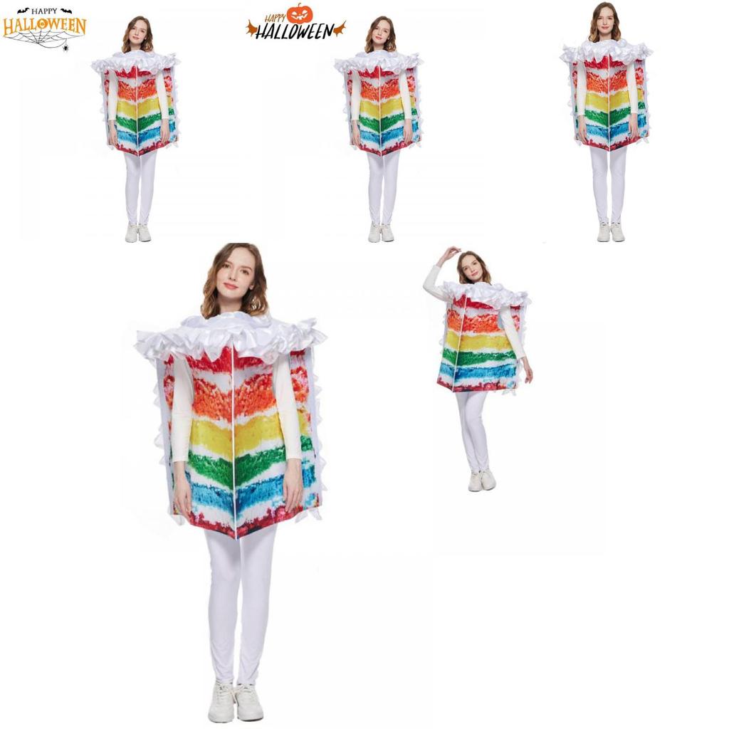 Vibrant Cream Layered Cake Cosplay Costume Unisex Rainbow Themed Outfit For Parties