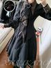 XHSUKADO Gothic Lolita Irregular Long Size L Women's Dress, Halloween, Lace, Jabot, Lace-Up, Long, Ruffled, Hem, Dark, Spider, Noble, Gothic,