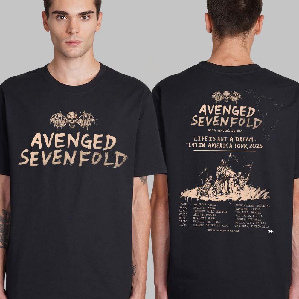 Avenged Sevenfold Life Is But A Dream Latin America Tour 2026 Schedule T-Shirt L
