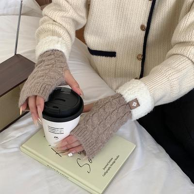 Wollstrickhandschuhe Student Einfarbig Herbst und Winter Neuer Stil Warm und Kältefest Mode