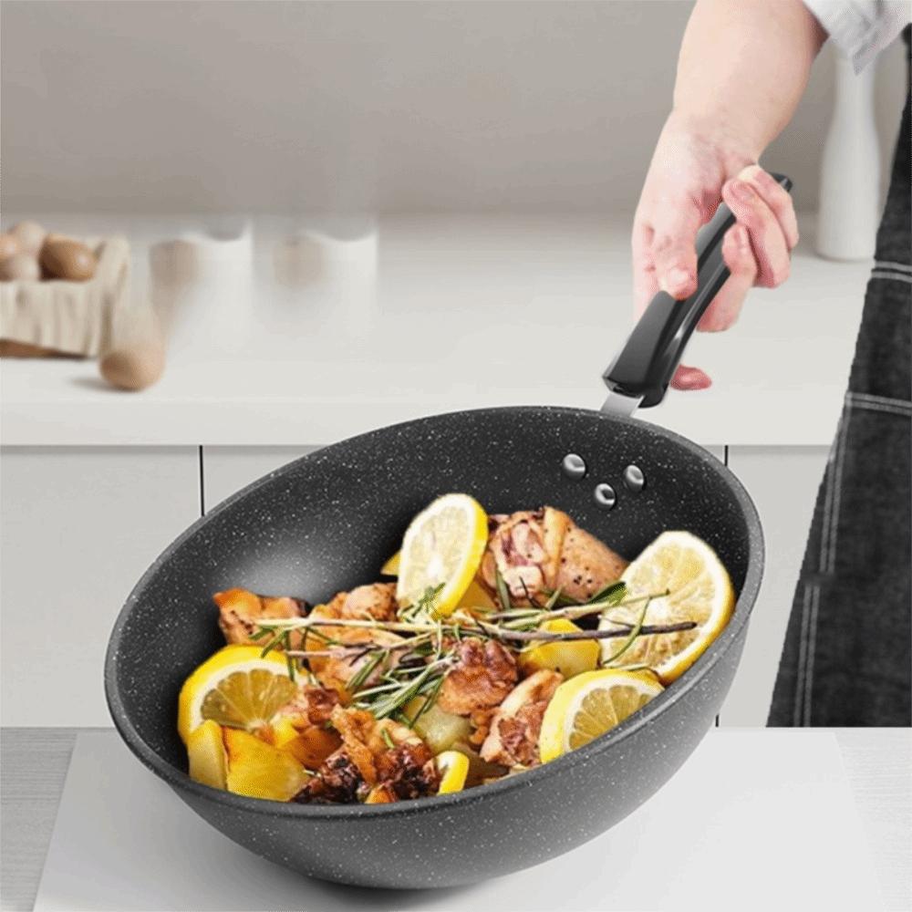 Flat Bottomed Frying Pan Universal Wok Multifunctional Skillet  Cooking