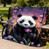 1pc Panda Flower Throw Blanket Polyester Fiber, Lightweight Flannel, Soft & Warm, All Season Use for Outdoor, Camping Digital Print