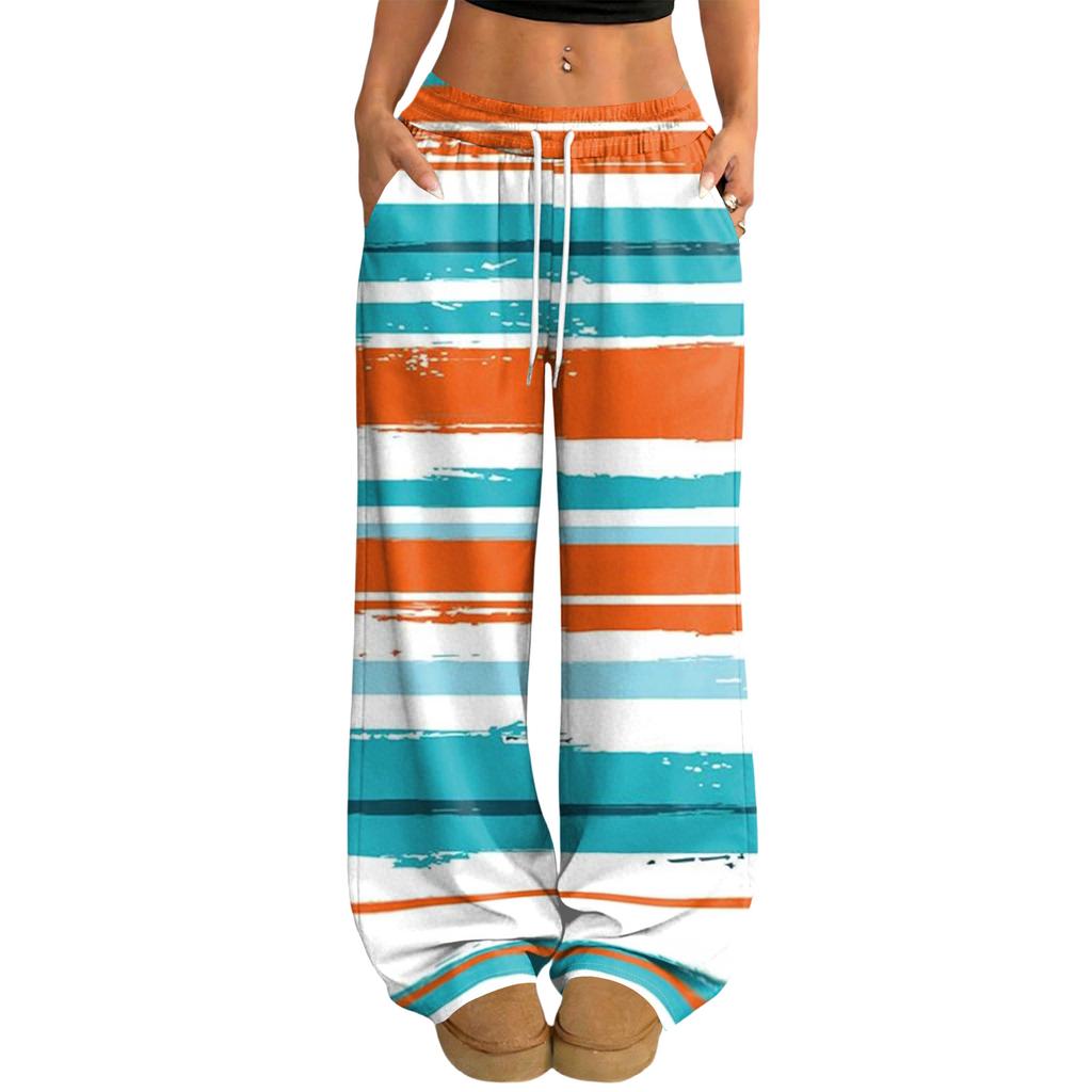 Damen Lässige und Modische Bedruckte Elastische Taille Weite Hose