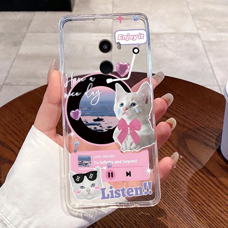 Fundas For Xiaomi Mi Mix 2 Casing Protective Capa Coque Clear Silicone Soft TPU Back Cover Cute Rabbit Cat Dinasaur Phone Case