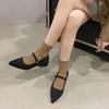Fashion Autumn New Coarse Heel Shoes Women's Fashion Pointed Shallow Mouth Suede Anti-slip Wear-resistant Low-top Shoes