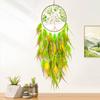Nordic Dream Catcher Handmade Green Feathers Wind Chimes Living Room Bedroom Hanging Ornaments Wall Decor Birthday Festival Gift