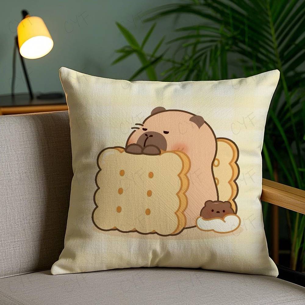 Niedlicher Cartoon Capybara Kissenbezug Sicheres Kissen mit individuellem Foto, Farbechter Kissenbezug aus gebürstetem Fleece, Sicher für Mütter und Babys.