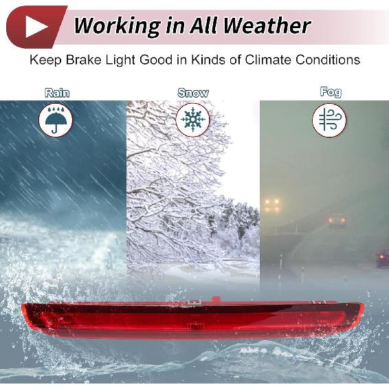 LED Third Brake Light for Ford Escape 2013-2019 No.CJ5Z13A613B/CJ5413A601AD Red 3rd High Mounted Stop Lamp Rear Center High Level Brake Light