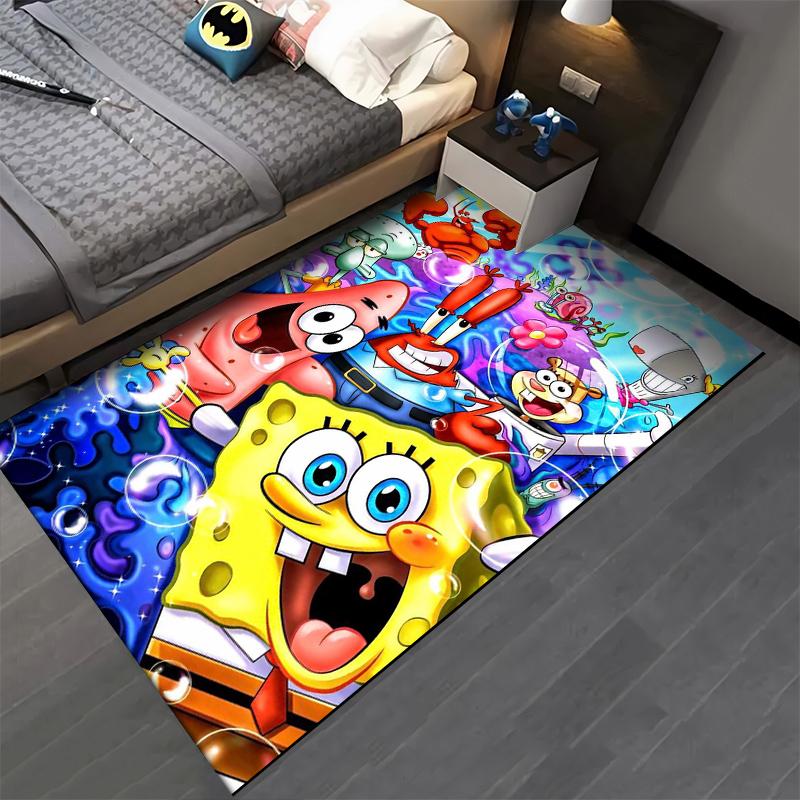 Cartoon Underwater Party Rug with Colorful Characters Suitable for Use As an Anti-slip Game Mat for Living Room and Bedroom Sofas