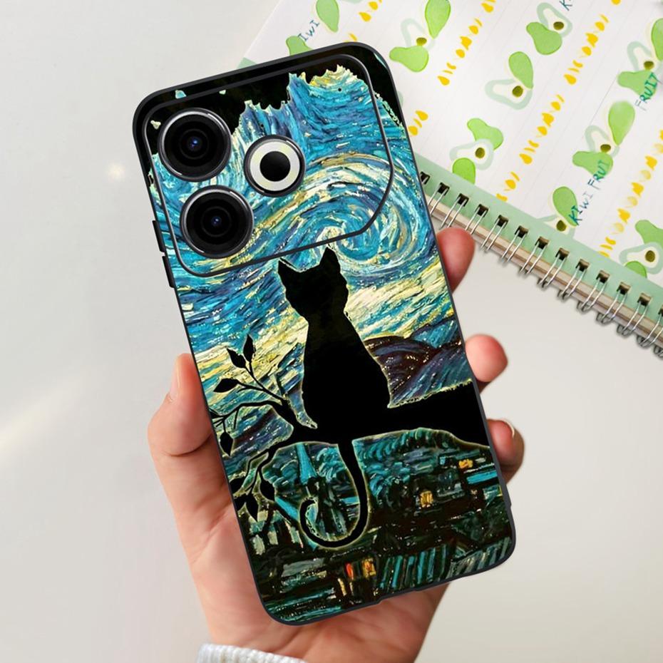 2024 Fashion Case For Tecno Pova 6 Neo Black Silicone Soft TPU Back Cover For Tecno Pova 6Neo 4G Phone Cases