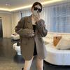 Women's High-End Khaki Suit Jacket - Petite Casual Style for Spring & Autumn