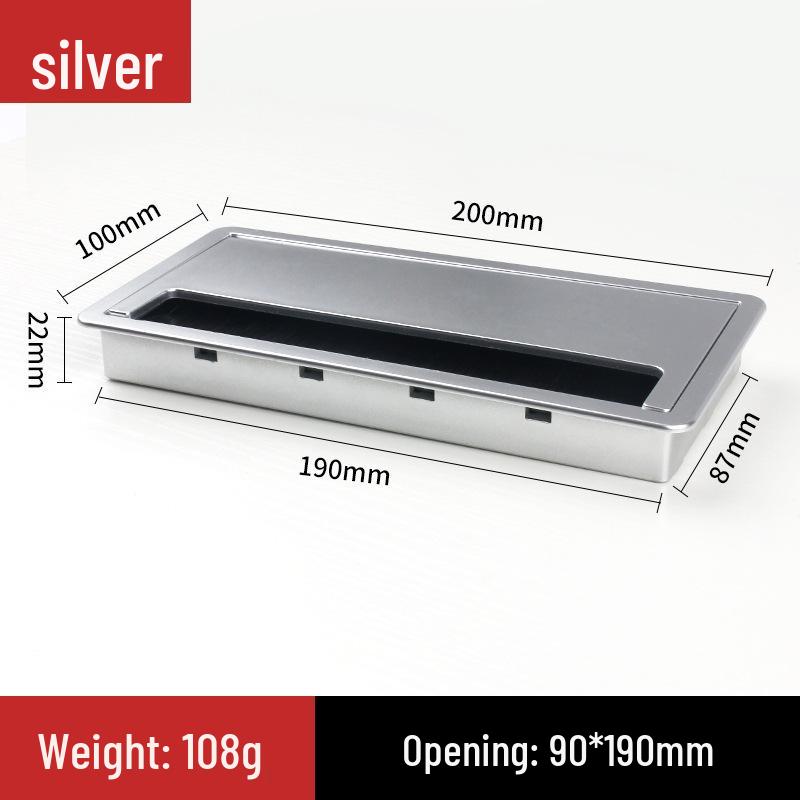Square Bristle Wire Grommet Cover, Imitation Aluminum, ABS Plastic Cable Hole Cover for Desk & Conference Table Cable Management.
