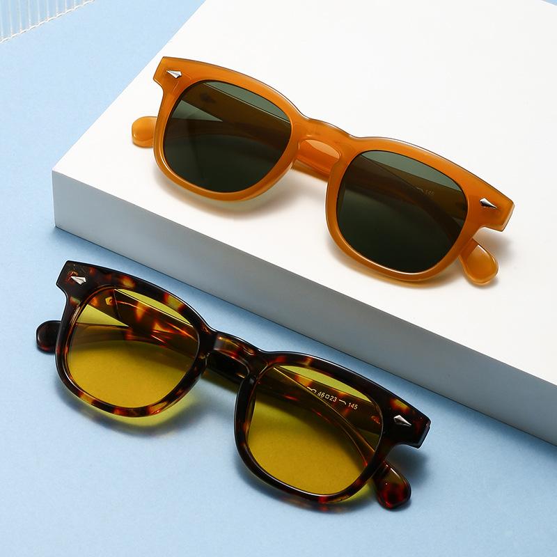 2pcs Vintage Punk Candy Color Oval Rivets Women Sunglasses Fashion High Quality Decorative Eyeglasses