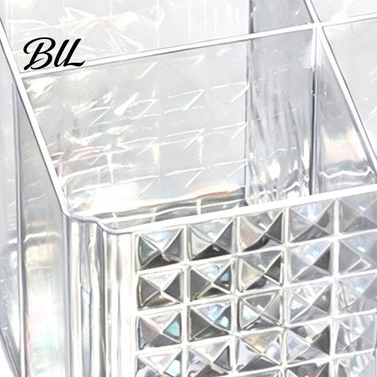 Organized Vanity Accessories Transparent Acrylic Makeup Brush Organizer, Multi-Compartment Storage Bin, Modern Stable Plastic Cosmetic Display