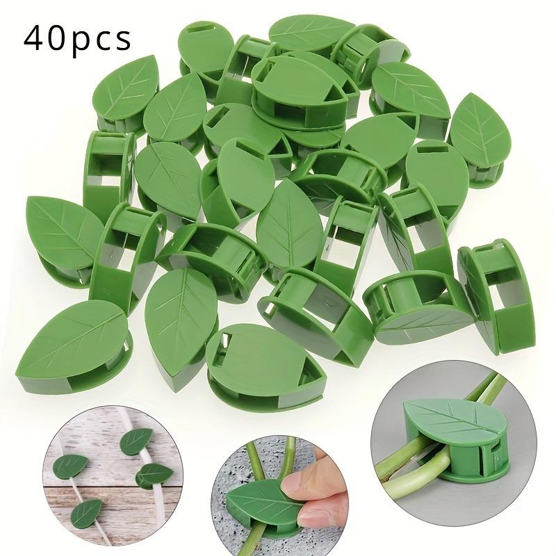 40pcs Green Leaf Shape Self-Adhesive Plant Clips,Durable ABS Plastic Reusable & Weatherproof, Ideal for Garden Vines plant stand