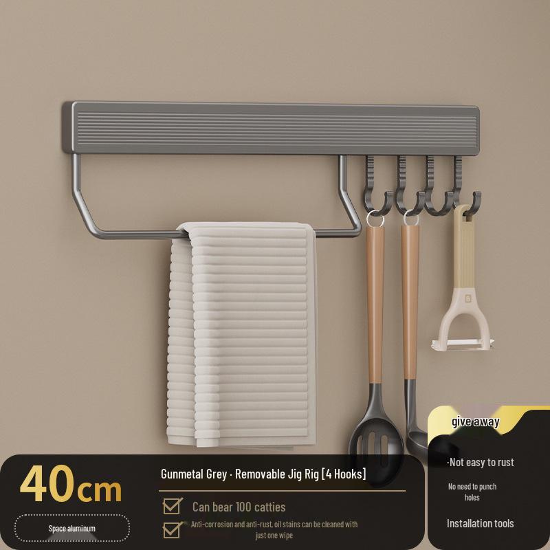 Multi-Functional Wall-Mounted Kitchen Hook Rack for Utensil Storage