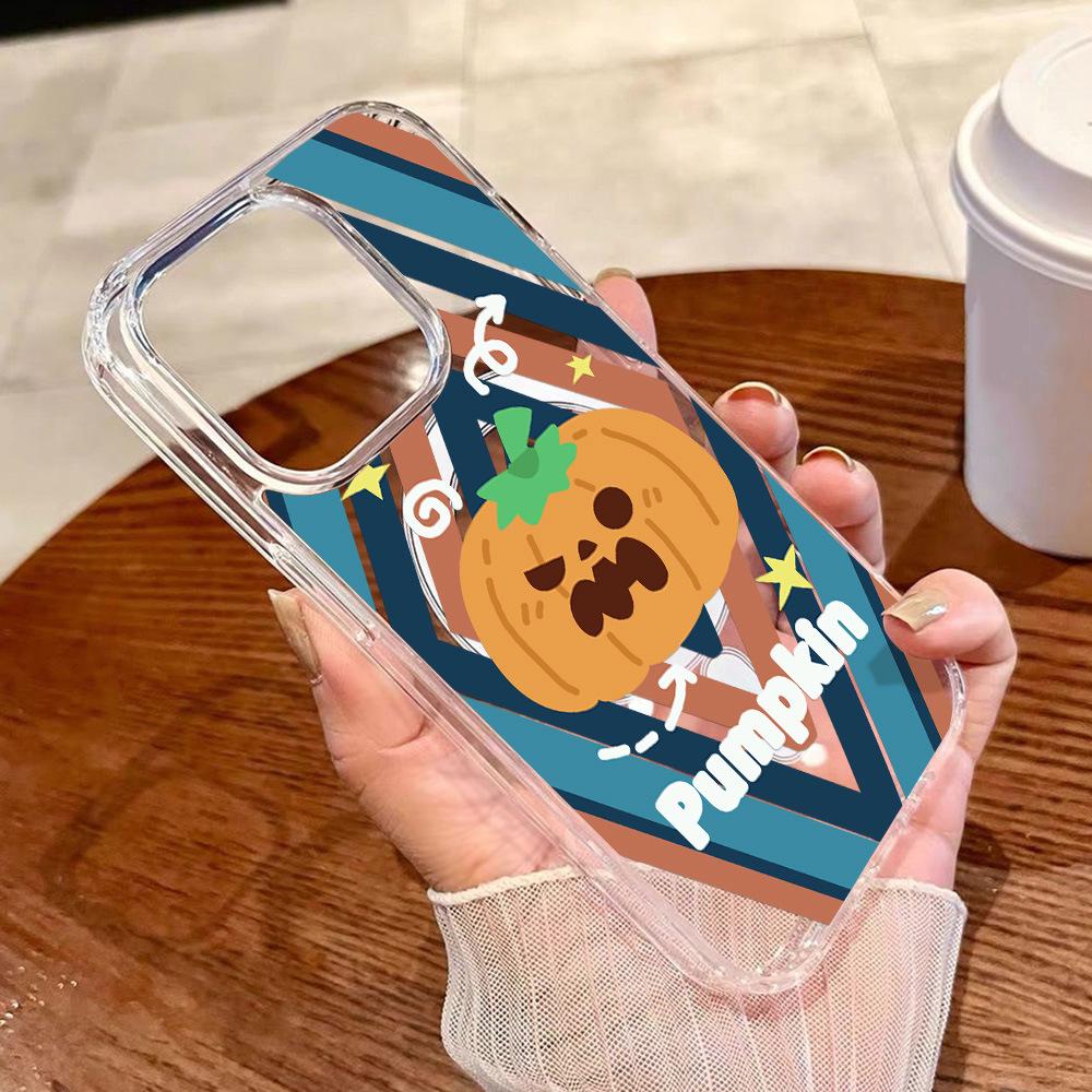 

Minimalist Ghost Pumpkin Magnetic Phone Case for iPhone 15/16/17 Pro Max Apple 13 Pro прозрачный