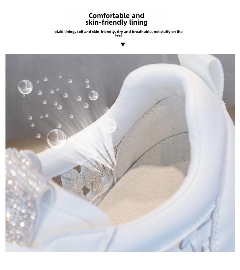 Sandale albe, casual, cu talpă joasă, pentru femei, vara 2024, respirabile, cu talpă groasă și călcâi interior ridicat, design sport din piele naturală.