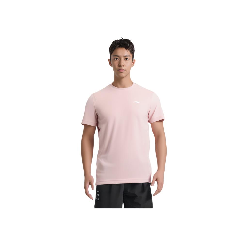 Li-Ning Solid Color Quick-Dry Breathable Lightweight Sports Training Short Sleeve T-Shirt Men Tops Cherry-Blossom-Pink ATSP309-4