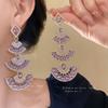 Silver Needle Diamond Fan Pendant Earrings Light Luxury High Sense Exaggerated Necklace Niche Fashion Temperament Necklace Women