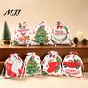 Christmas Eve Gift Wraps 2Pcs Drawstring Bags, Xmas Tree Reindeer Printed Candy Treat Decoration Pouches Pouches, Reusable Fabric Holiday Party