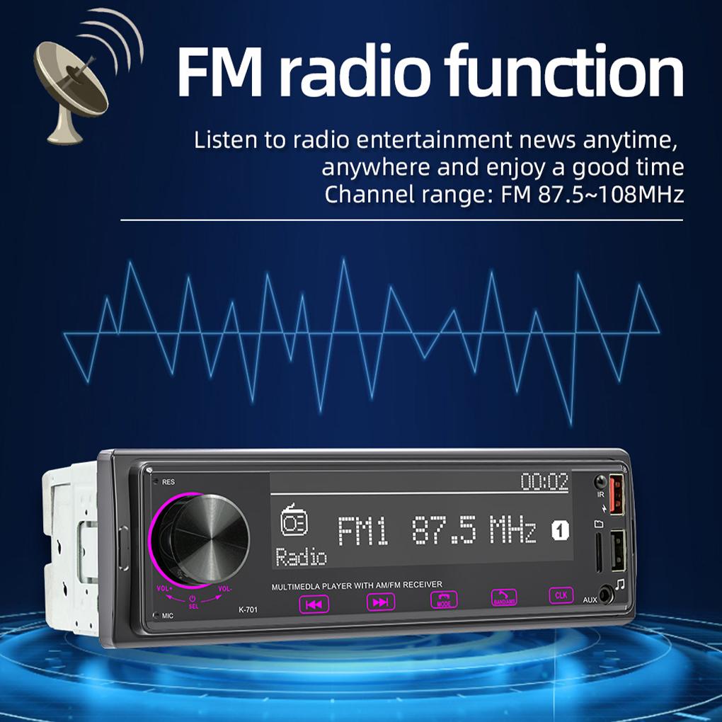 Car Single DIN Wireless MP3 Player Vehicle Front Control Bluetooth-compatible 5.1 AUX Input Radio Receiver Automobile