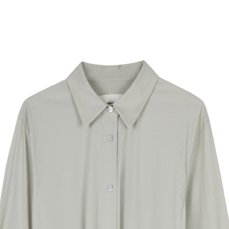 LESS Cotton Blend Casual Long Sleeve Shirt Dress