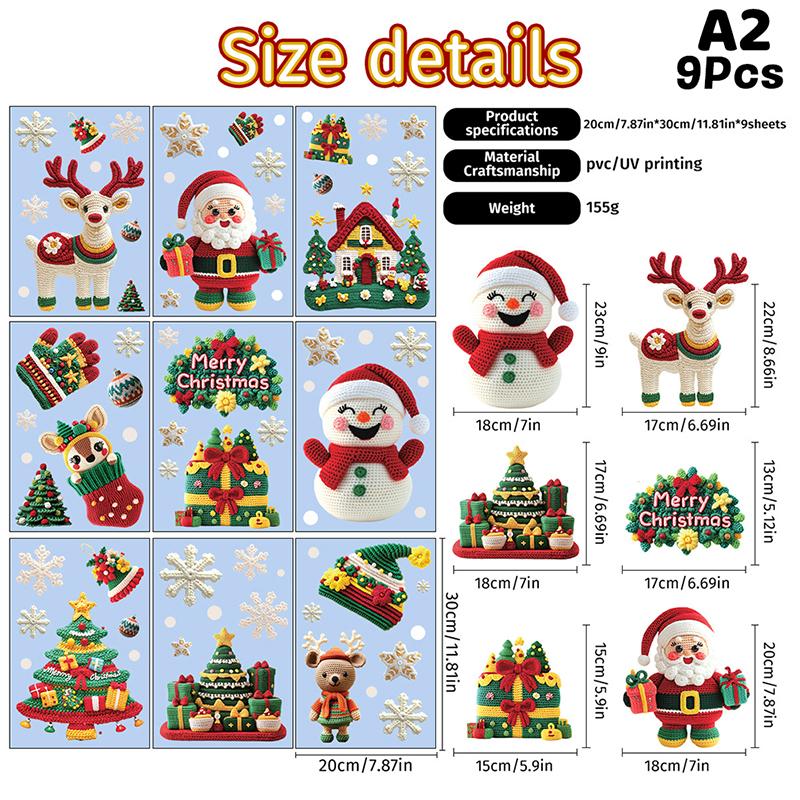 Christmas Window Stickers Decorations Static Stickers Wall Sticker Kids Room Wall Decals Merry Christmas Decorations