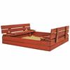 Bac à sable en bois - Springos® - 120 x 120 cm - Avec bancs - Bâche de protection - Imprégné