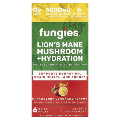 Reishi Mushroom + Hydration, Electrolyte Drink Mix, Strawberry Lemonade, 6 Stick Packs, 8g (0.28oz) Each