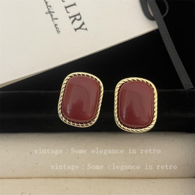 

Французские ретро серьги-пусеты в виде красной фасоли - Минималистичные и универсальные для женщин, Идеальные для Рождества и Нового года