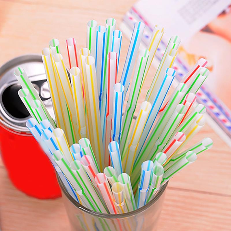 100Pcs/Set Curved Plastic Drinking Straw Cocktail Lounge Wedding Birthday Party