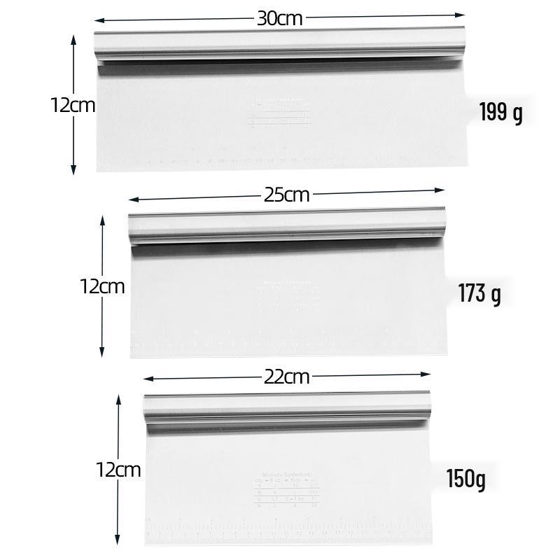 Stainless Steel Dough and Noodle Scraper with Scale - Non-Stick, Multi-Use Cutting Tool for Baking and Cooking