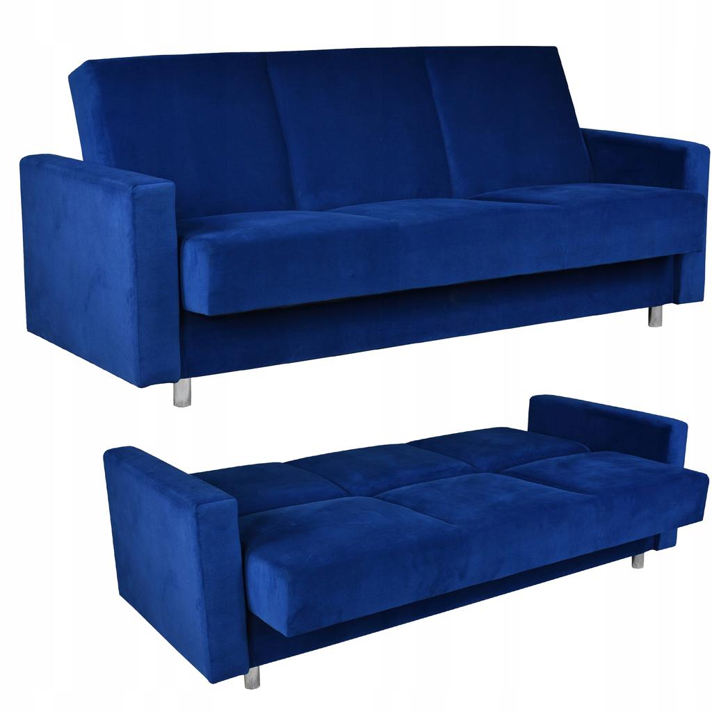 Kanapa sofa Alicja rozkładana wersalka spania bonell łóżko Family meble granatowa