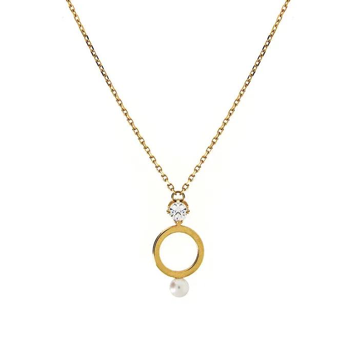 Pearl Cubic Round Necklace (Silver 925) SHNE0004