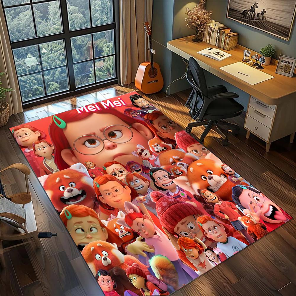 Turning Red Vibrant Red Panda  Rug Carpet Large Area Rug Non Slip Washable Floor Mat Gamer Room Bedroom Home Decor