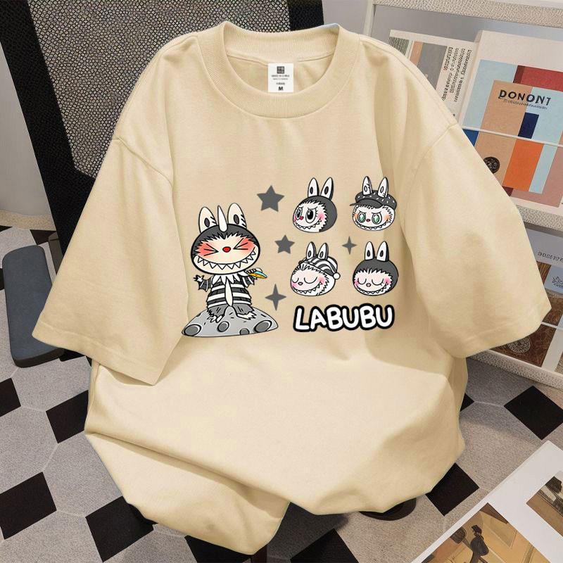 

Популярная женская футболка с коротким рукавом LABUBU, Летний модный универсальный топ, Повседневная женская одежда S