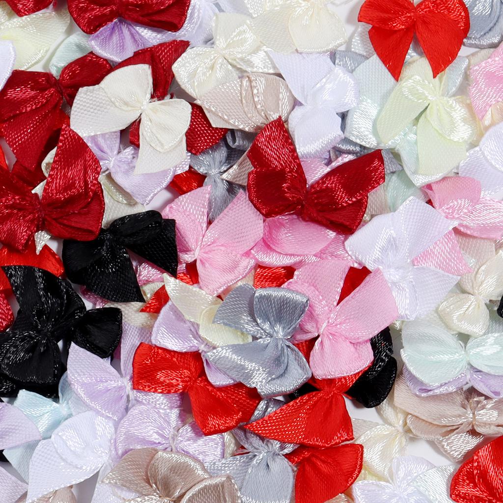 100pcs 2.5x2cm Polyester Satin Ribbon Bows Colorful Mini Bow Tie For DIY Home Party Handmade Clothing Sewing Headwear Decoration