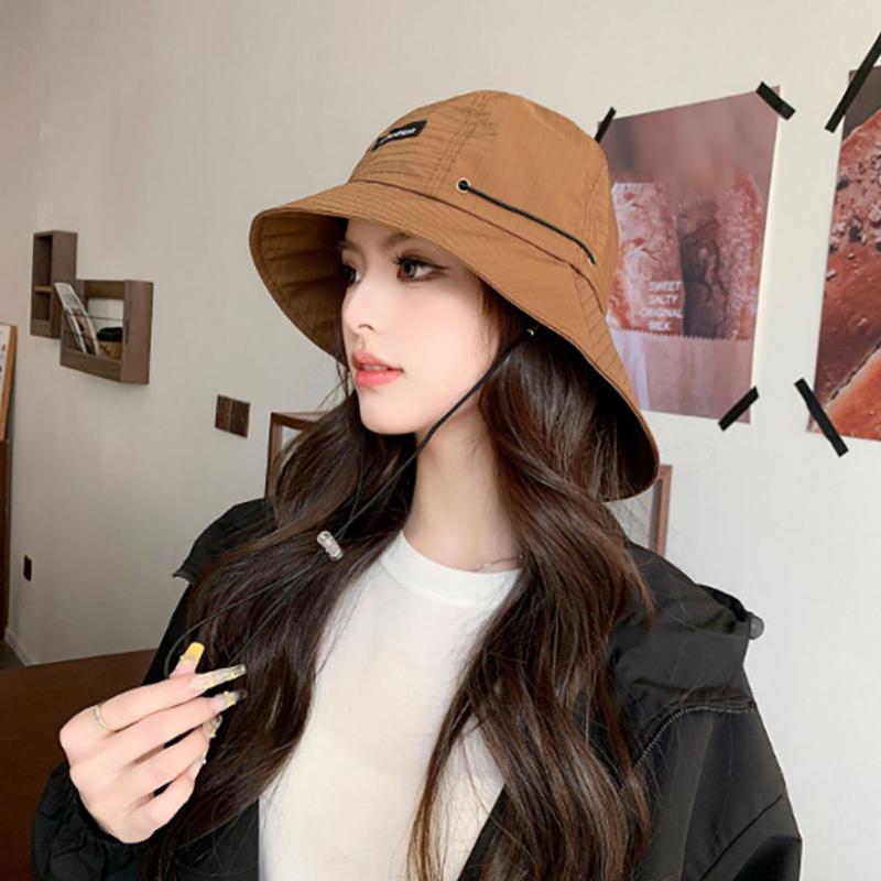 Fashion Drawstring Fisherman Hat Foldable Sun Protection Quick-Drying Travel Sun Hat Wide Brim Hiking Hat