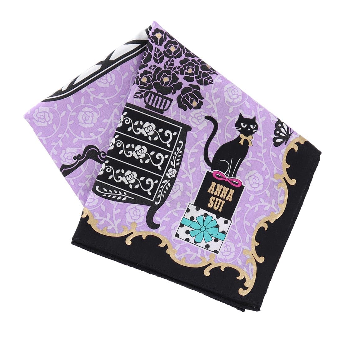 

Blooming Anna Sui Boutique Print Handkerchief (Purple) [100% Cotton] Women s, Approx. 50cm, 109024-0003-03 фиолетовый