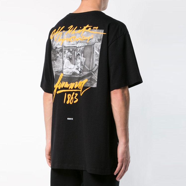 Off-White SS19 Loose Cotton Printed Short Sleeve T-Shirt Men Tops Black OMAA038R191850091088